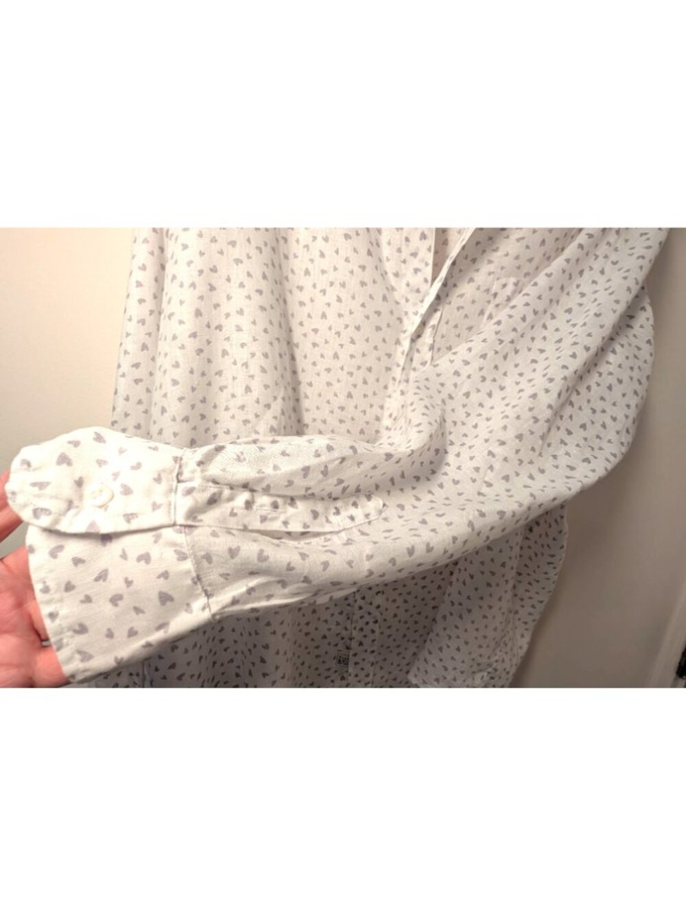 Frank & Eileen 100% Italian Linen Eileen Shirt, Gray Hearts, Women XL - Picture 6 of 14